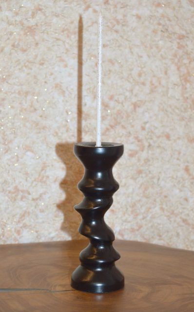 Чёрный подсвечник под малую свечку, 14 см